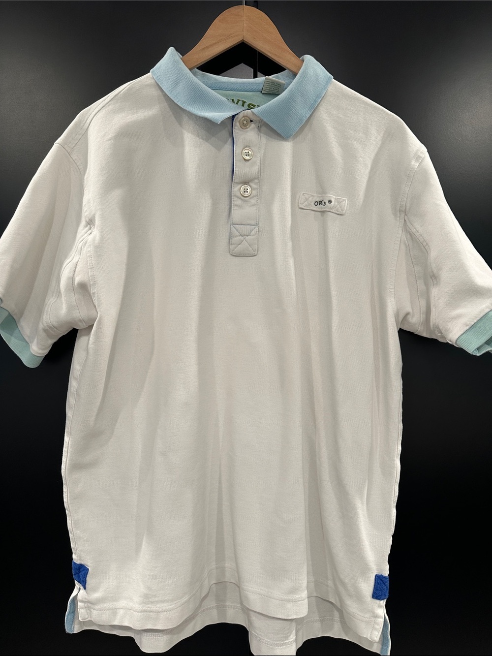 Orvis Signature Short-Sleeve White Polo Shirt with Light Blue Trim